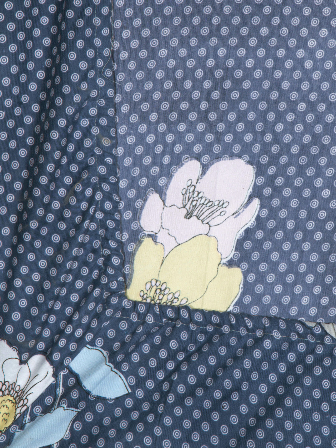 Arrabi Blue Floral TC Cotton Blend Single Size Fitted Bedsheet with 1 Pillow Cover (220 X 150 cm)