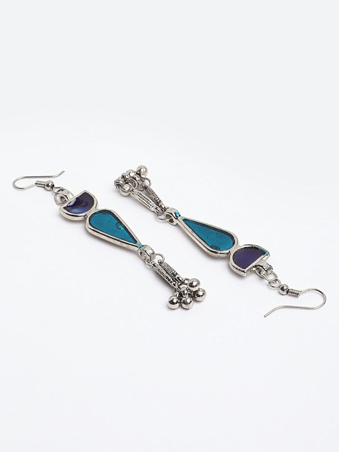 Arrabi Blue Meenakari Jewellery Set with 2 Earrings (40 cm)