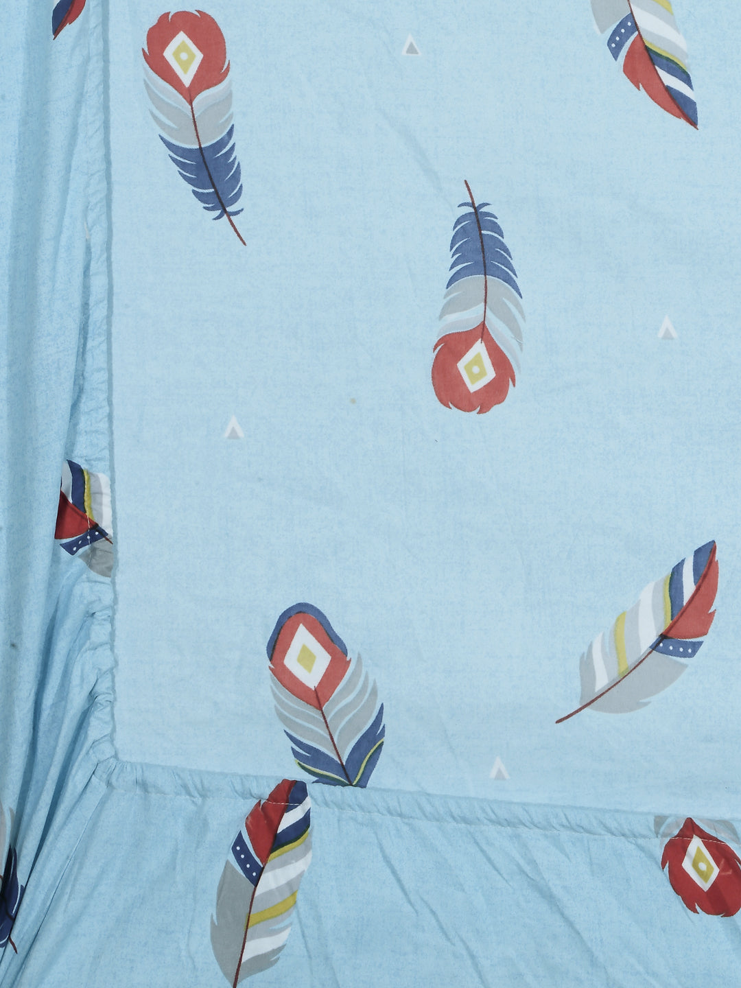 Arrabi Blue Graphic TC Cotton Blend Single Size Fitted Bedsheet with 1 Pillow Cover (220 X 150 cm)