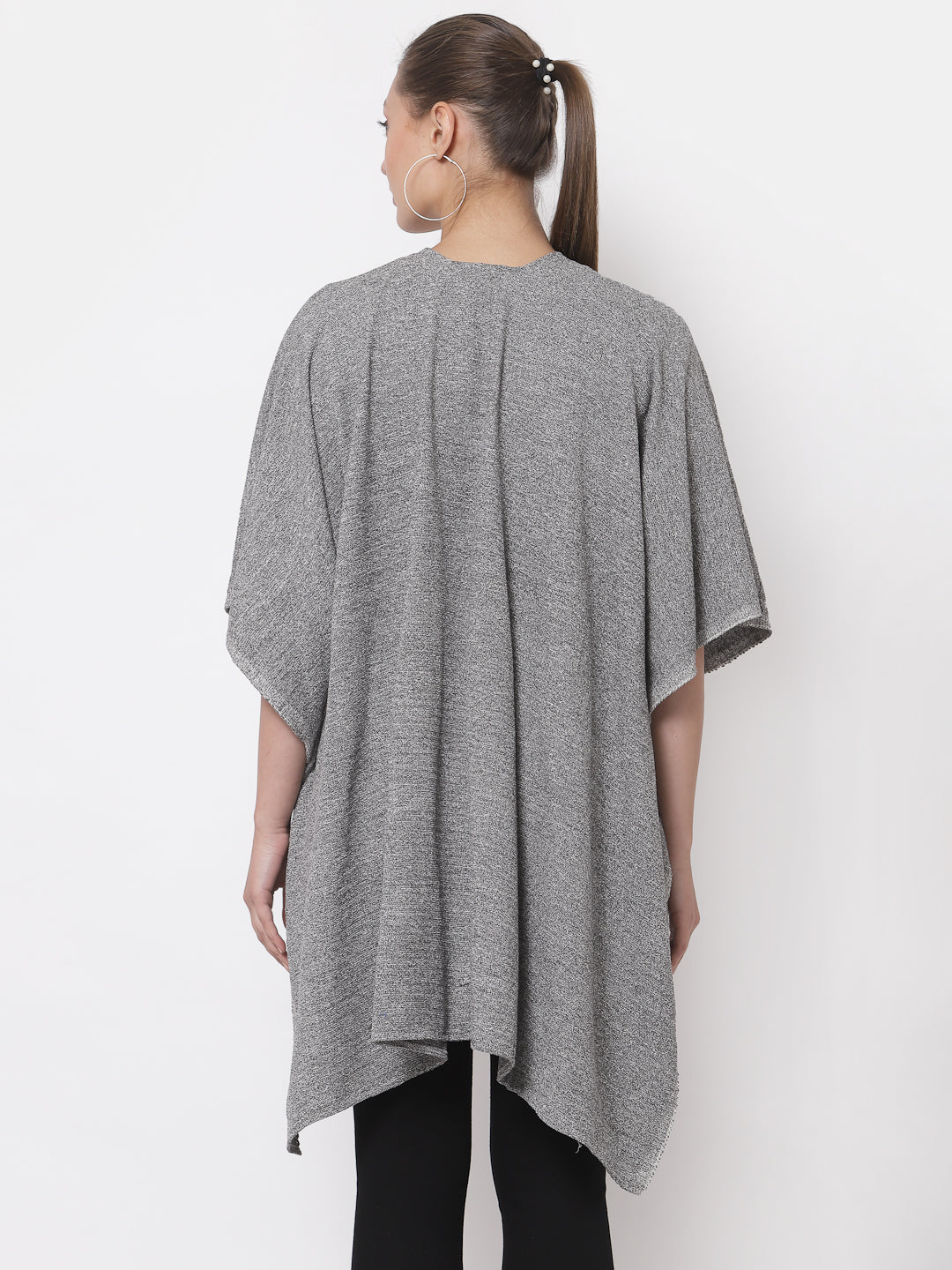Arrabi Grey Solid Cotton Chenille Full Size Shrug (160 x 100 cm)