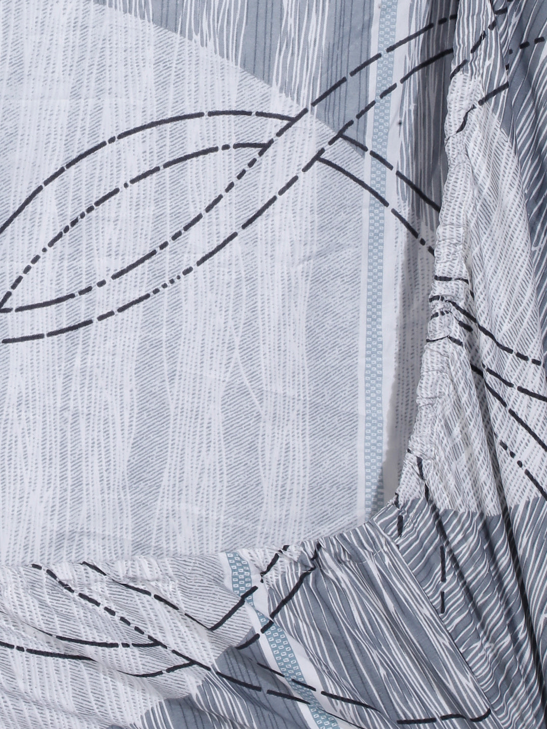 Arrabi Multi Geometric TC Cotton Blend Super King Size Fitted Bedsheet with 2 Pillow Covers(270 X 260 Cm )