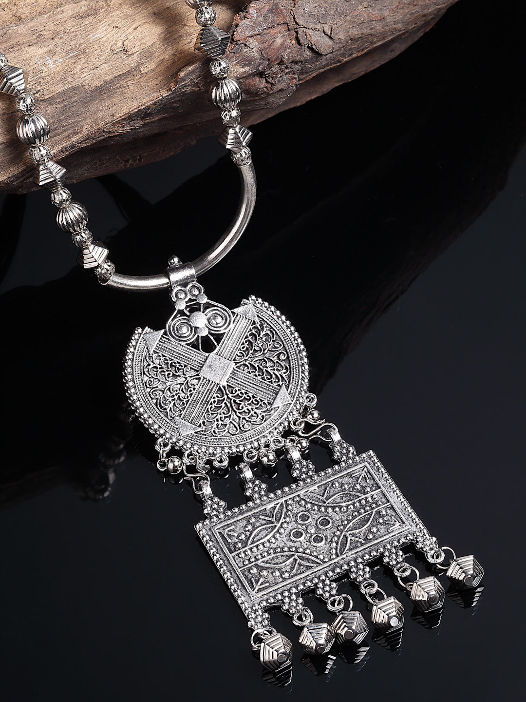 Arrabi Metallic Oxidised Necklace (30 cm)