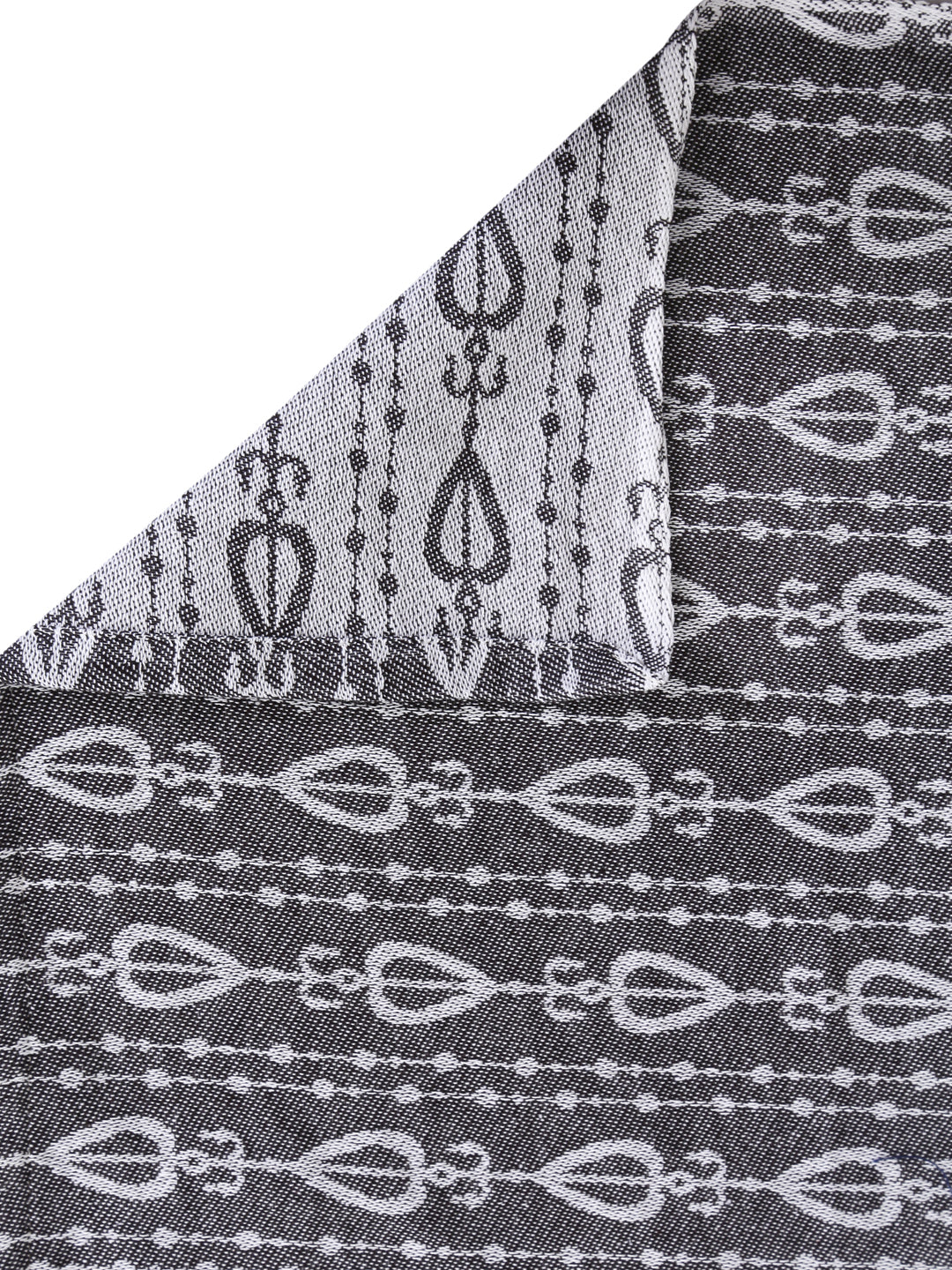 Arrabi Grey Ethnic Handwoven Cotton Double King Size Bedsheet with 2 Pillow Covers (270 x 270 cm)