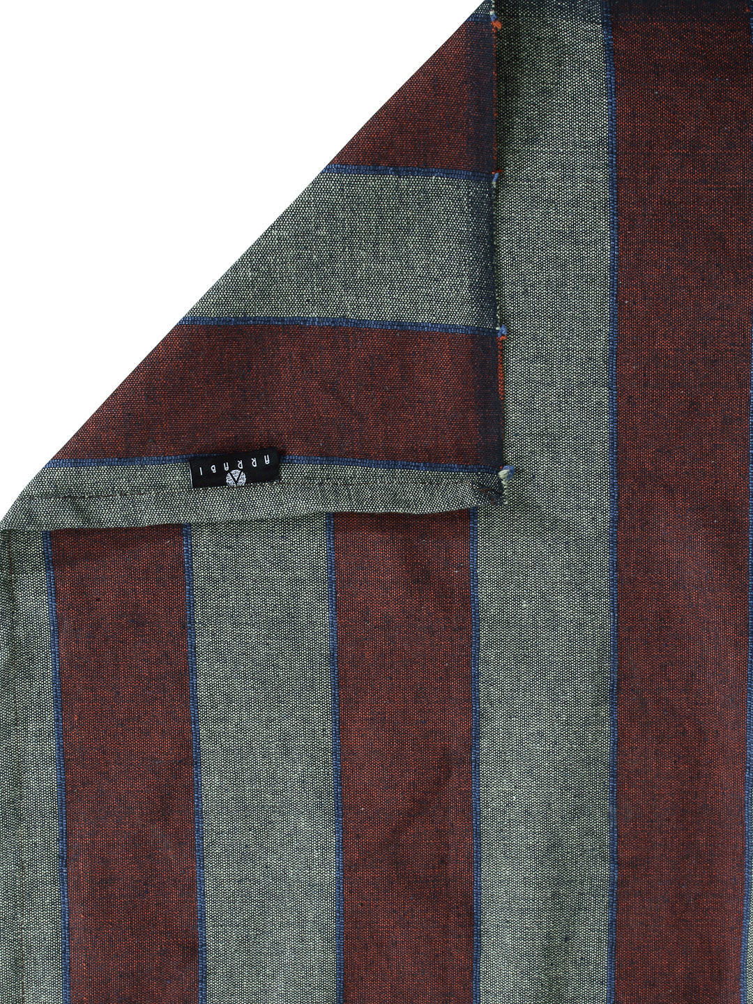Arrabi Grey Stripes Handwoven Cotton Single Size Bedsheet with 1 Pillow Cover (230 X 150 cm)