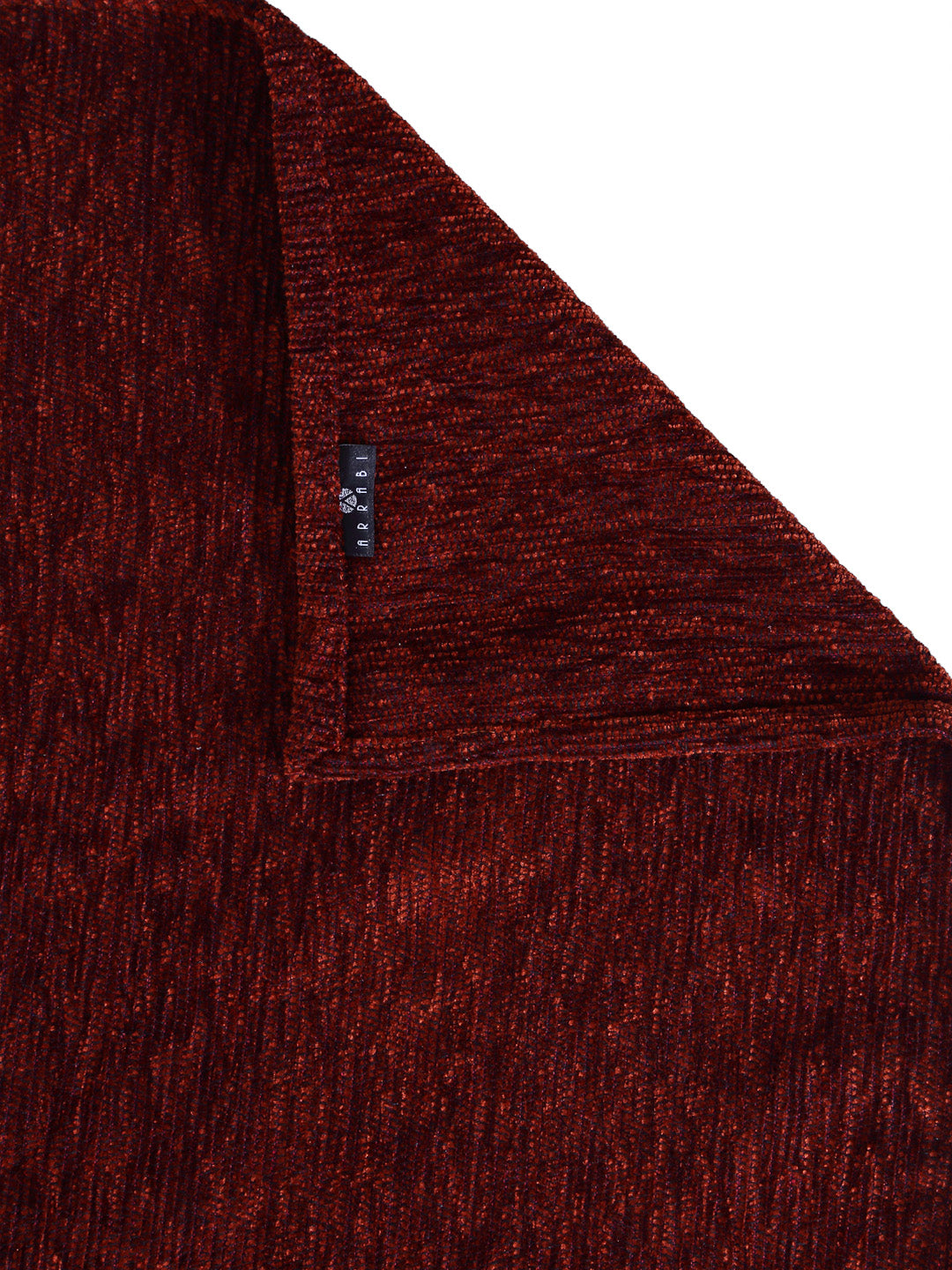 Arrabi Brown Solid Chenille Handwoven Cotton King Size Bedsheet with 2 Pillow Covers (260 X 230 cm)