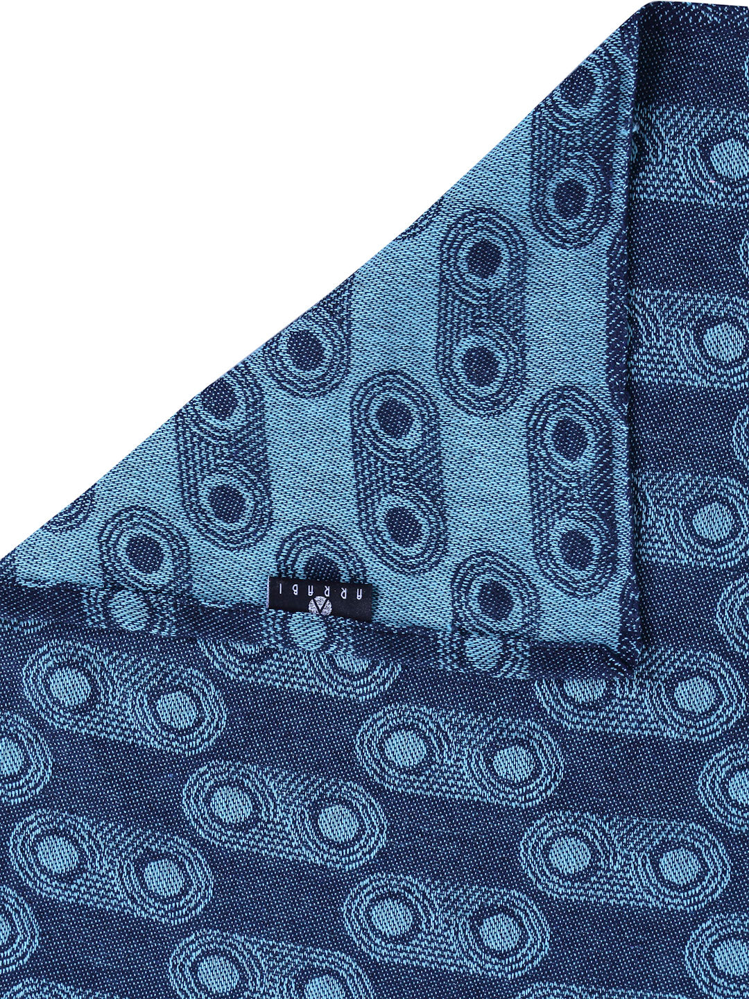 Arrabi Blue Graphic Handwoven Cotton Single Size Bedsheet with 1 Pillow Cover ( 225 X 150 cm)