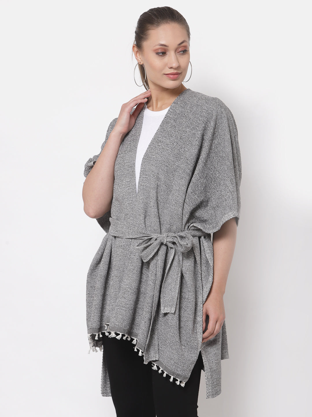 Arrabi Multi Solid Cotton Chenille Full Size 2 Shrug with Belt (Pack of 2) (160 x 100 cm)