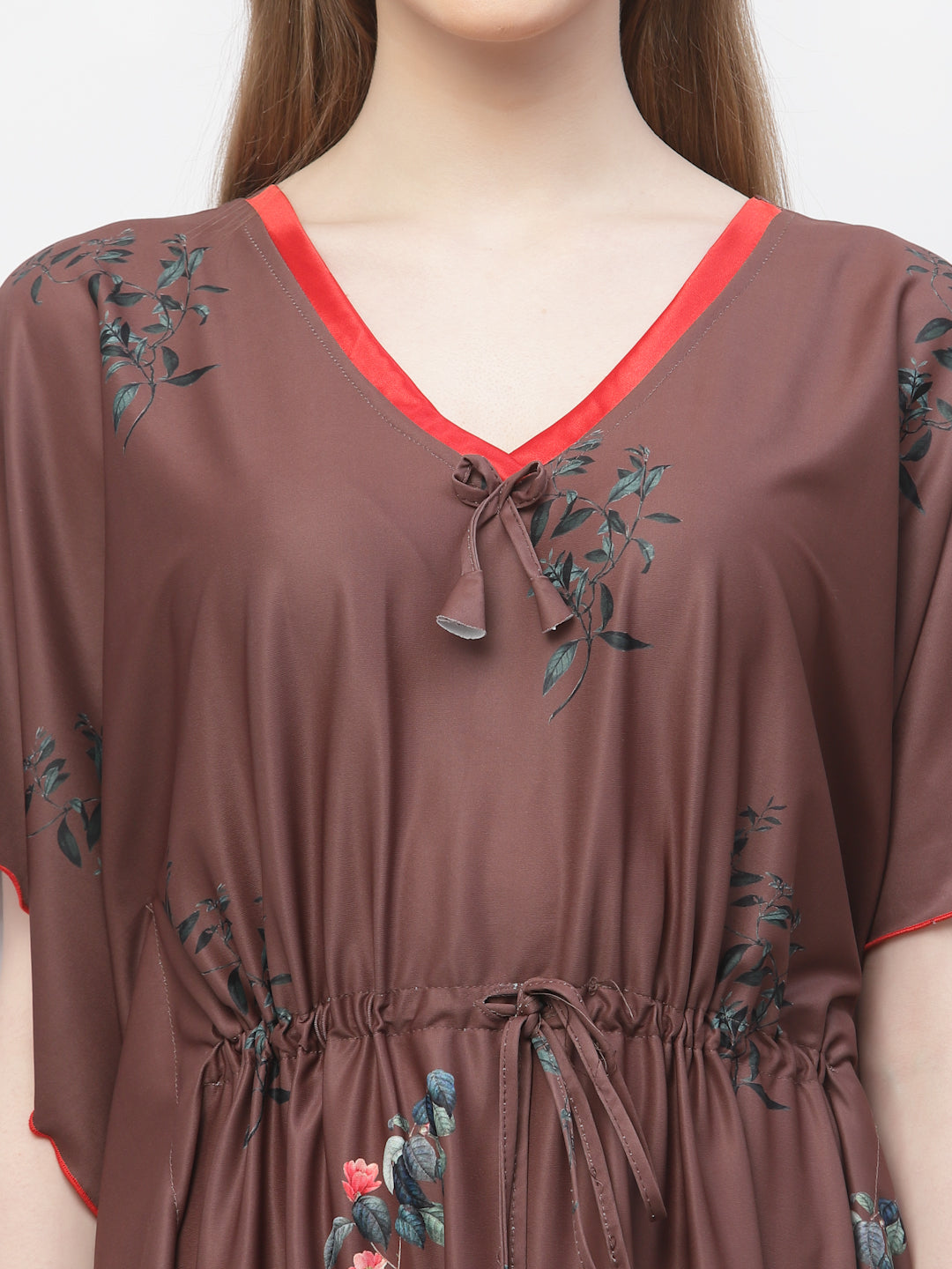 Arrabi Women Brown Floral Kaftan Dress