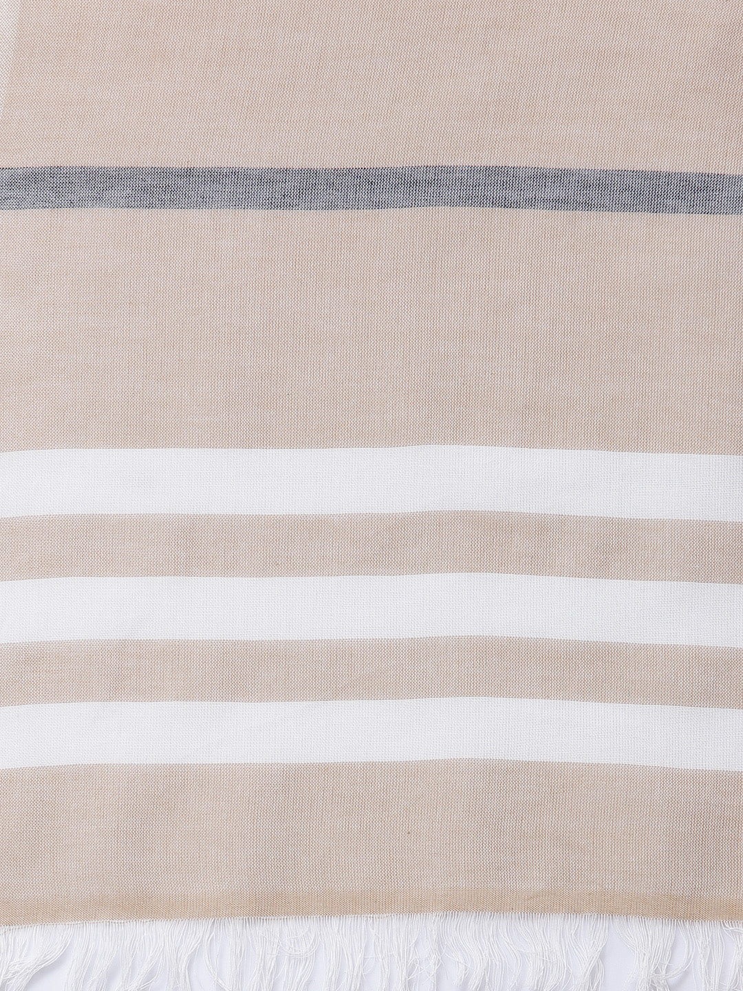 Arrabi Brown Stripes Handwoven Cotton Full Size Stole (185 x 85 cm)
