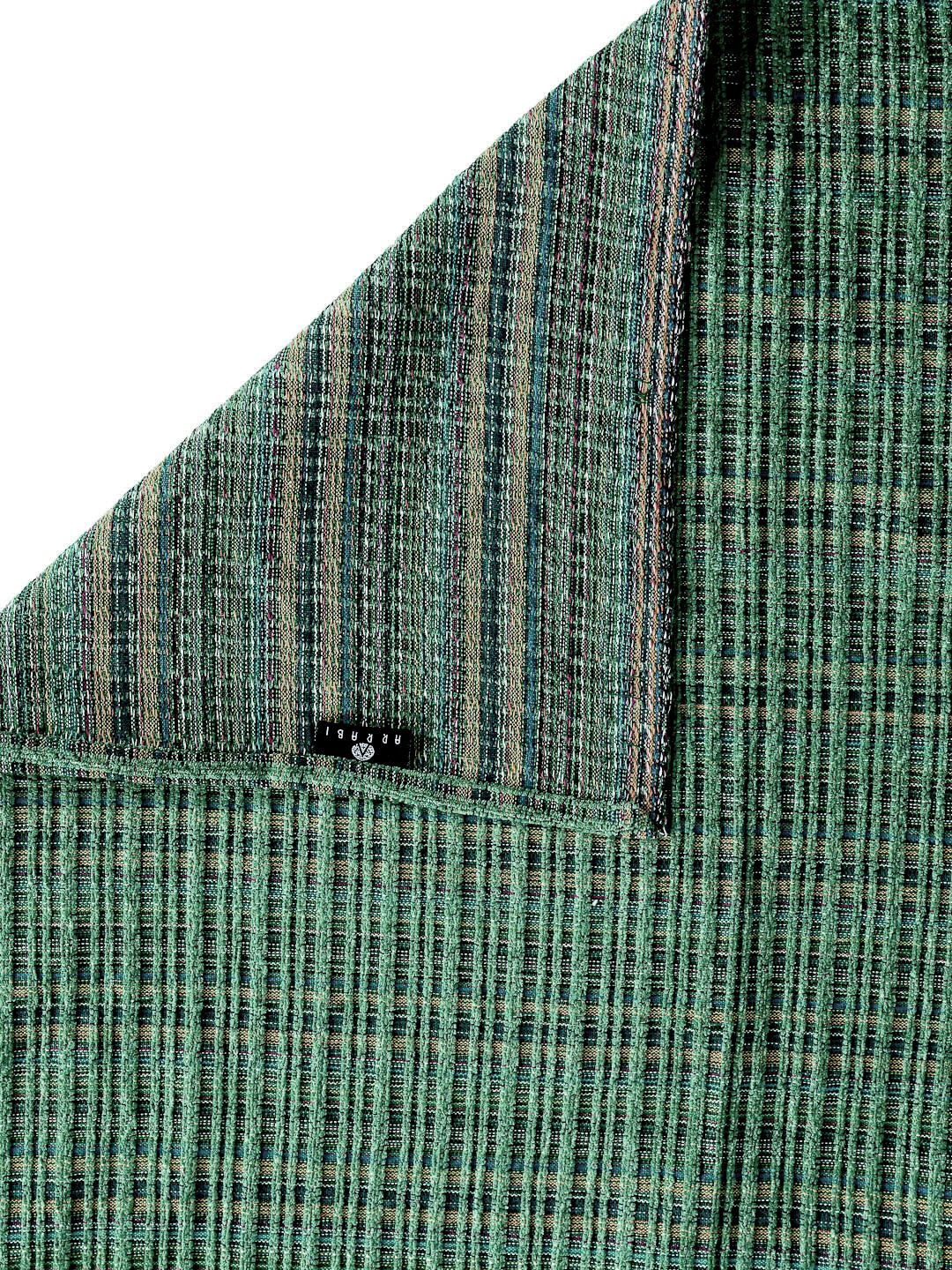Arrabi Green Stripes Handwoven Cotton King Size Bedsheet with 2 Pillow Covers (260 X 230 cm)
