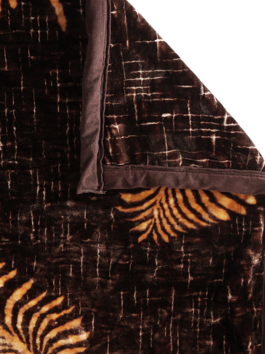 Arrabi Brown Leaf Wool Blend 900 GSM Full Size Double Bed Blanket (230 X 210 cm)