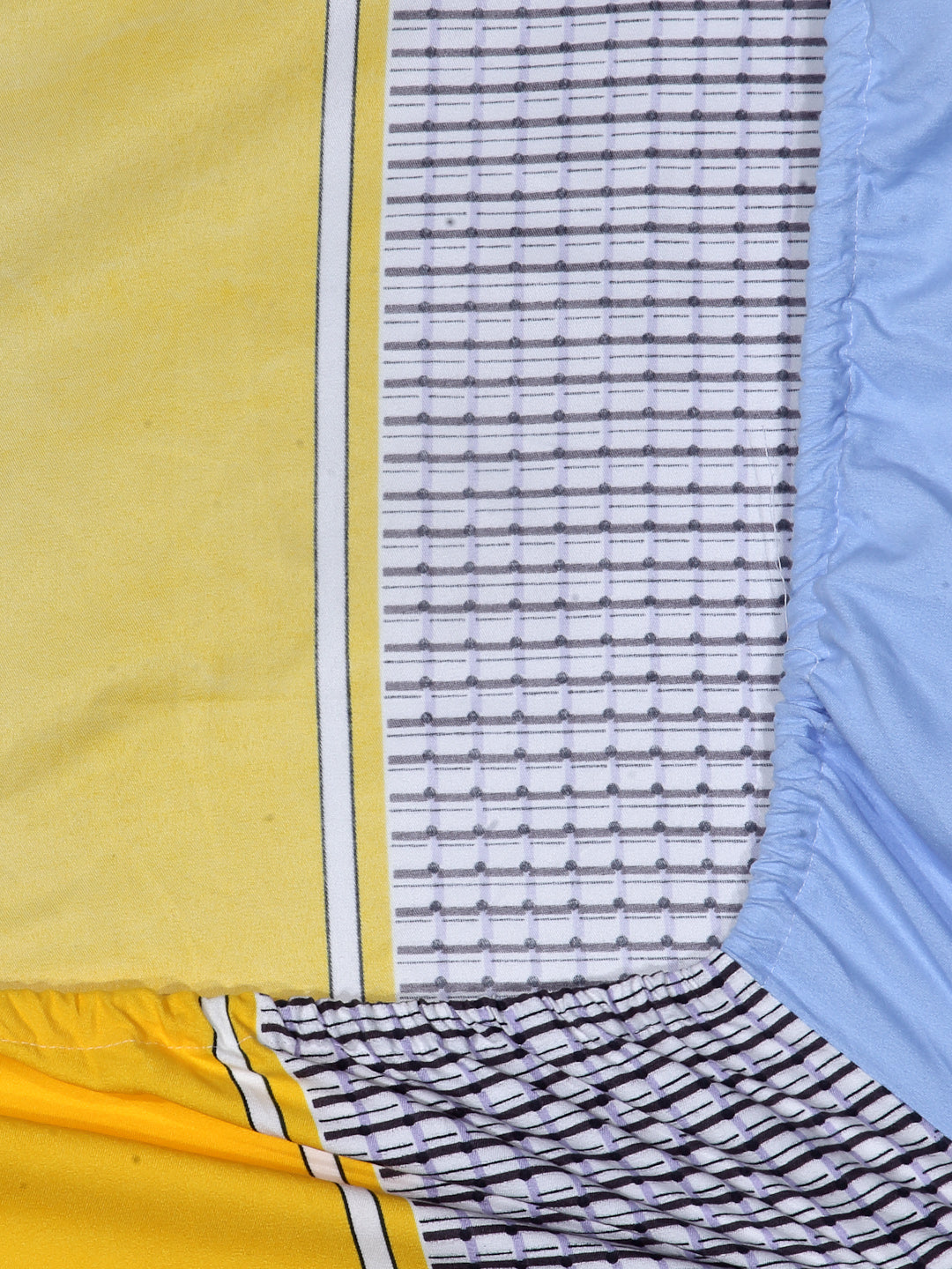 Arrabi Multi Stripes TC Cotton Blend Single Size Fitted Bedsheet with 1 Pillow Cover (220 X 150 cm)