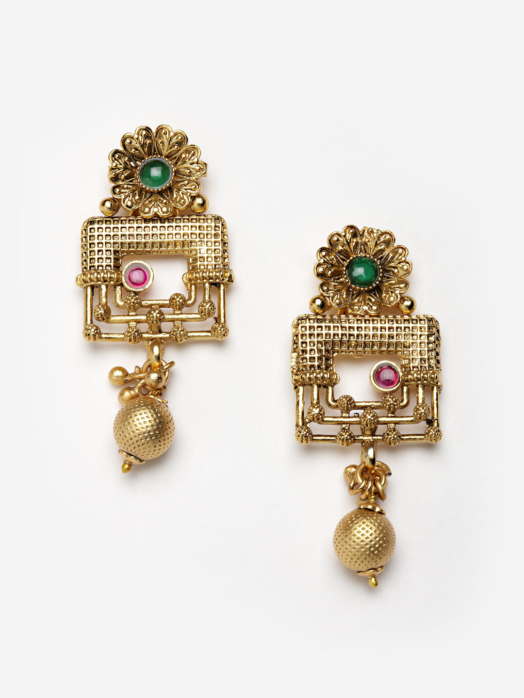 Arrabi Gold Handcrafted Jewellery Set with 2 Earrings(30 cm)