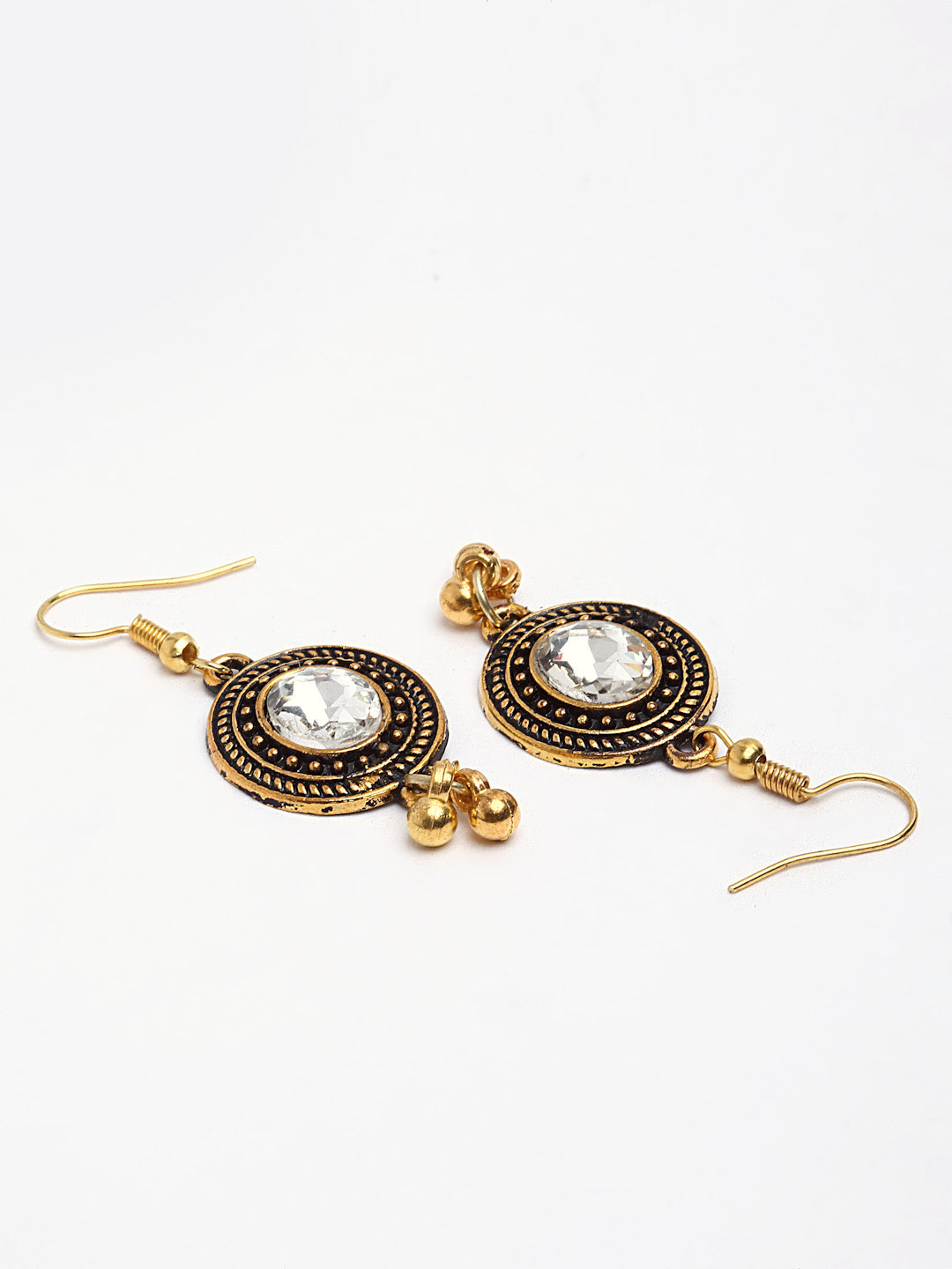 Arrabi Gold Meenakari Jewellery Set with 2 Earrings (30 cm)