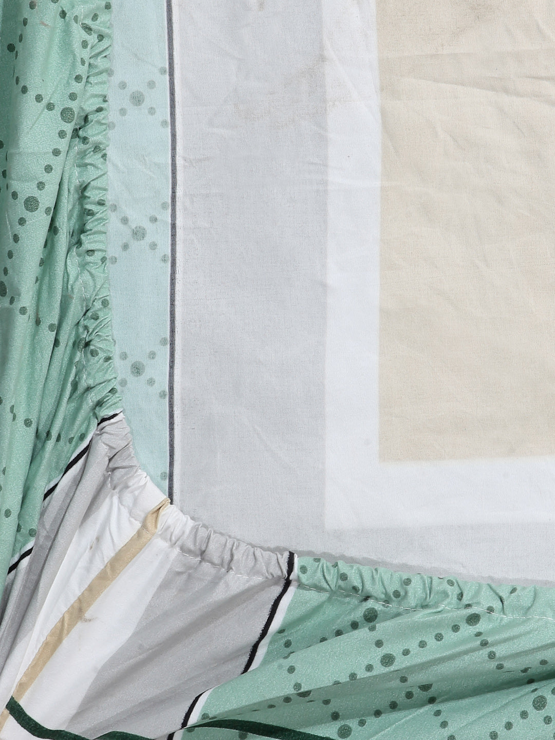 Arrabi Green Graphic TC Cotton Blend King Size Fitted Bedsheet with 2 Pillow Covers (250 X 215 Cm )