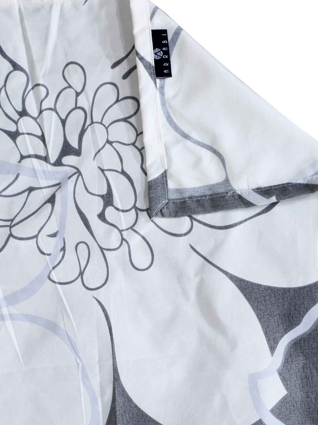 Arrabi Grey Floral TC Cotton Blend King Size Bedsheet with 2 Pillow Covers (250 X 215 cm)