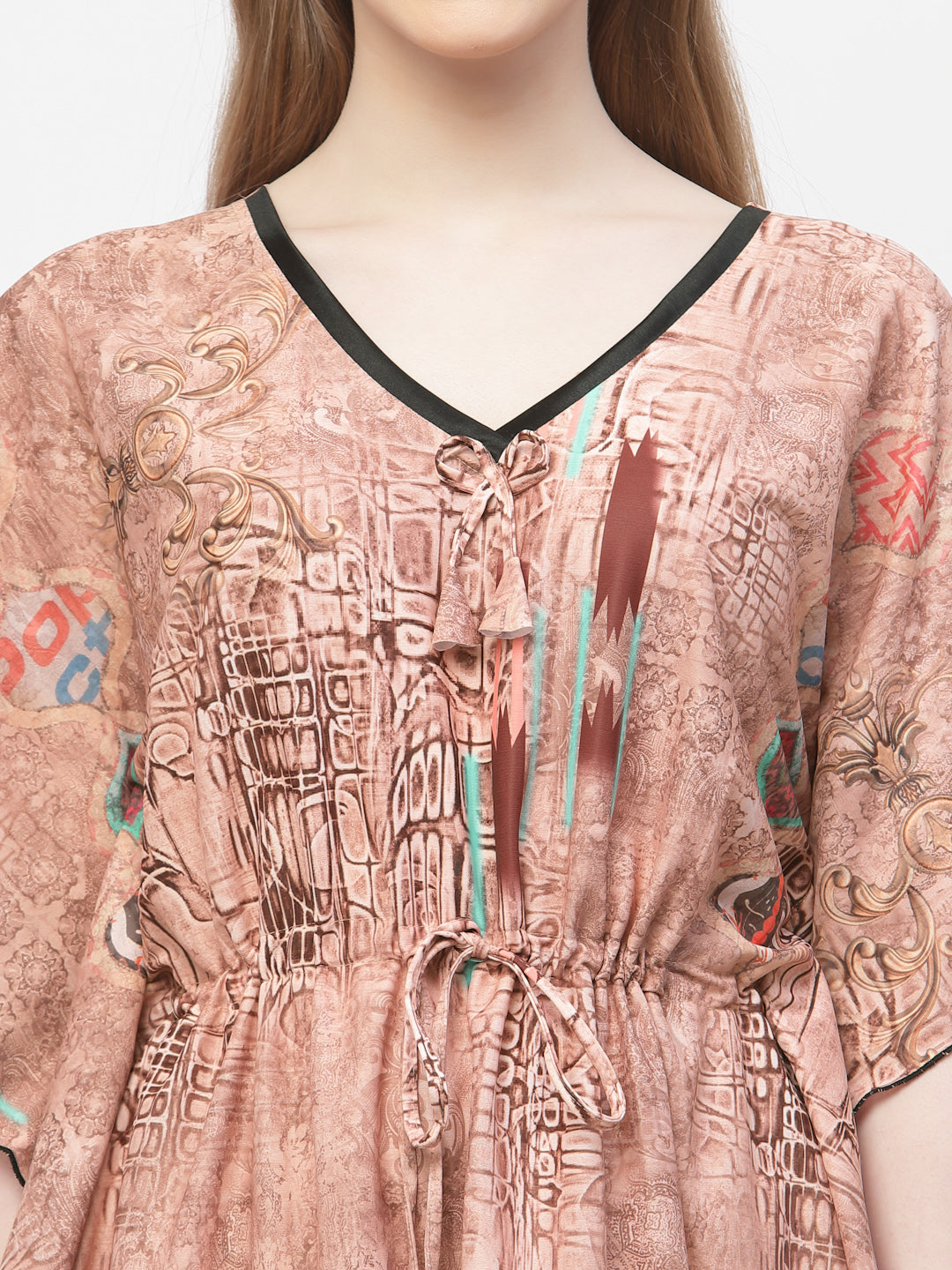 Arrabi Women Multi Abstract Kaftan Dress