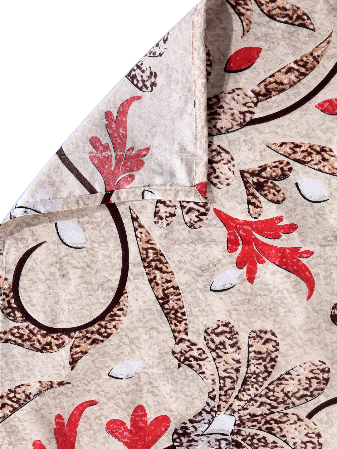 Arrabi Brown Floral TC Cotton Blend Double Size Bedsheet with 2 Pillow Cover