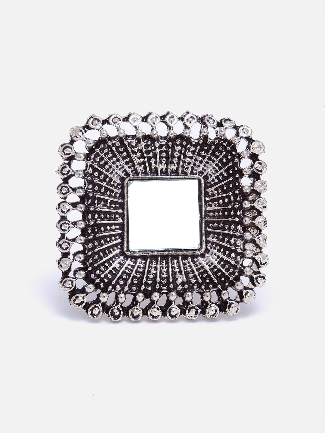 Arrabi Metallic Oxidised Earrings (Set of 2) and 1 Ring (10 cm)