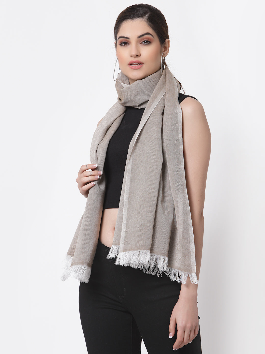 Arrabi Multi Solid Handwoven Cotton Full Size 2 Stoles (Pack of 2) (185 x 85 cm)