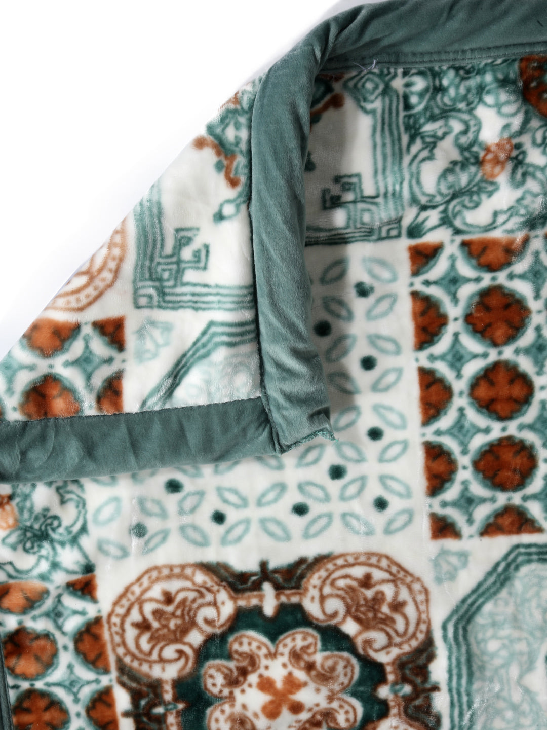 Arrabi Green Geometric Polyester 950 GSM Full Size Single Bed Blanket (210 X 150 cm)