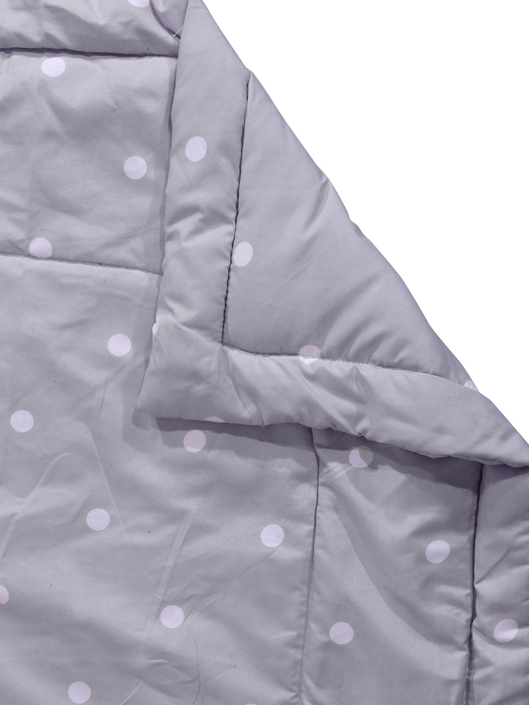 Arrabi Grey Polka dot TC Cotton Blend Double Size Comforter Bedding Set with 2 Pillow Cover