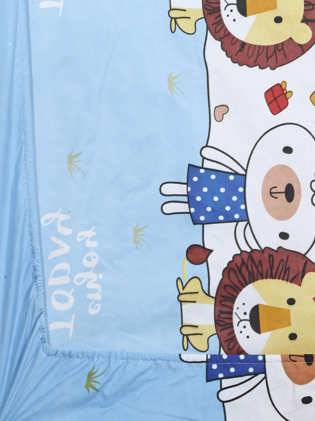 Arrabi Multi Cartoon TC Cotton Blend Double Size Fitted Bedsheet with 2 Pillow Covers (250 X 220 cm)