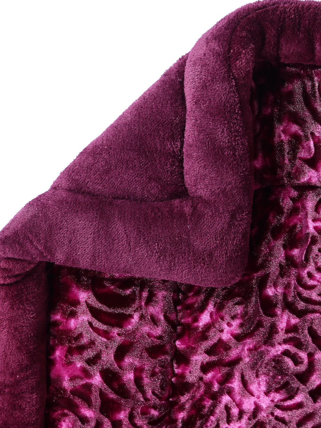 Arrabi Purple Floral Polyester Full Size 1060 GSM Single Bed Quilt (210 x 150 cm)