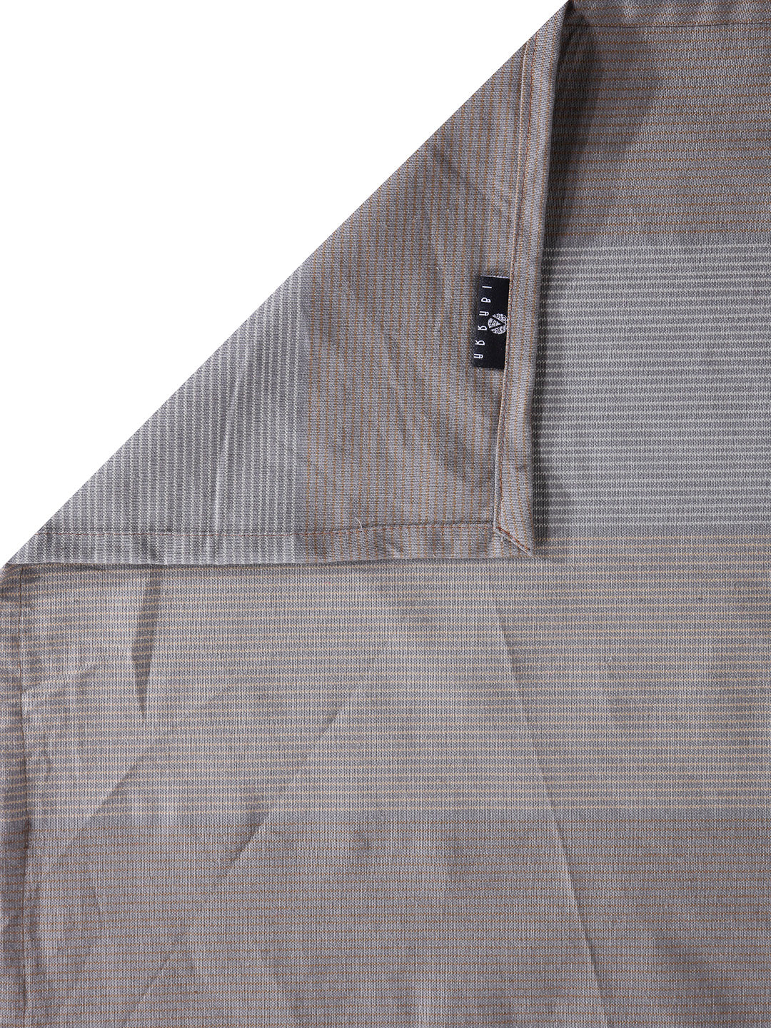 Arrabi Beige Stripes Handwoven Cotton King Size Bedsheet with 2 Pillow Covers (260 X 250 cm)