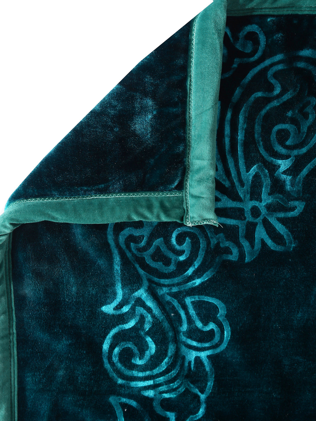 Arrabi Green Floral Wool Blend 950 GSM Full Size Double Bed Blanket (240 X 200 cm)