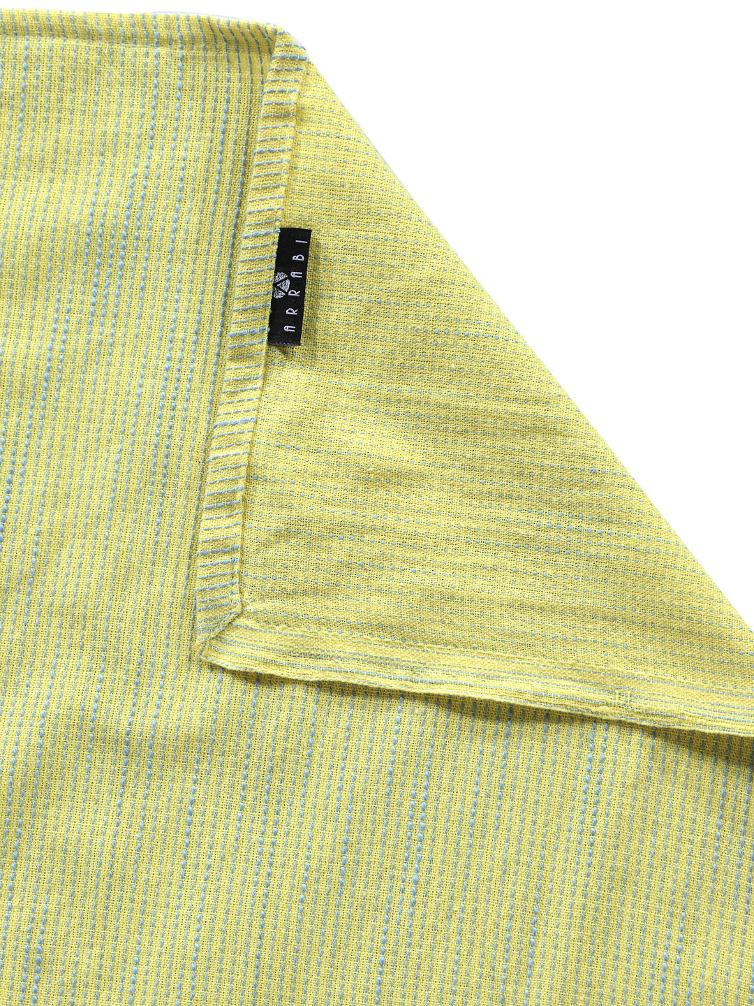 Arrabi Yellow Stripes Handwoven Cotton Single Size Bedsheet with 1 Pillow Cover ( 220 X 150 cm)