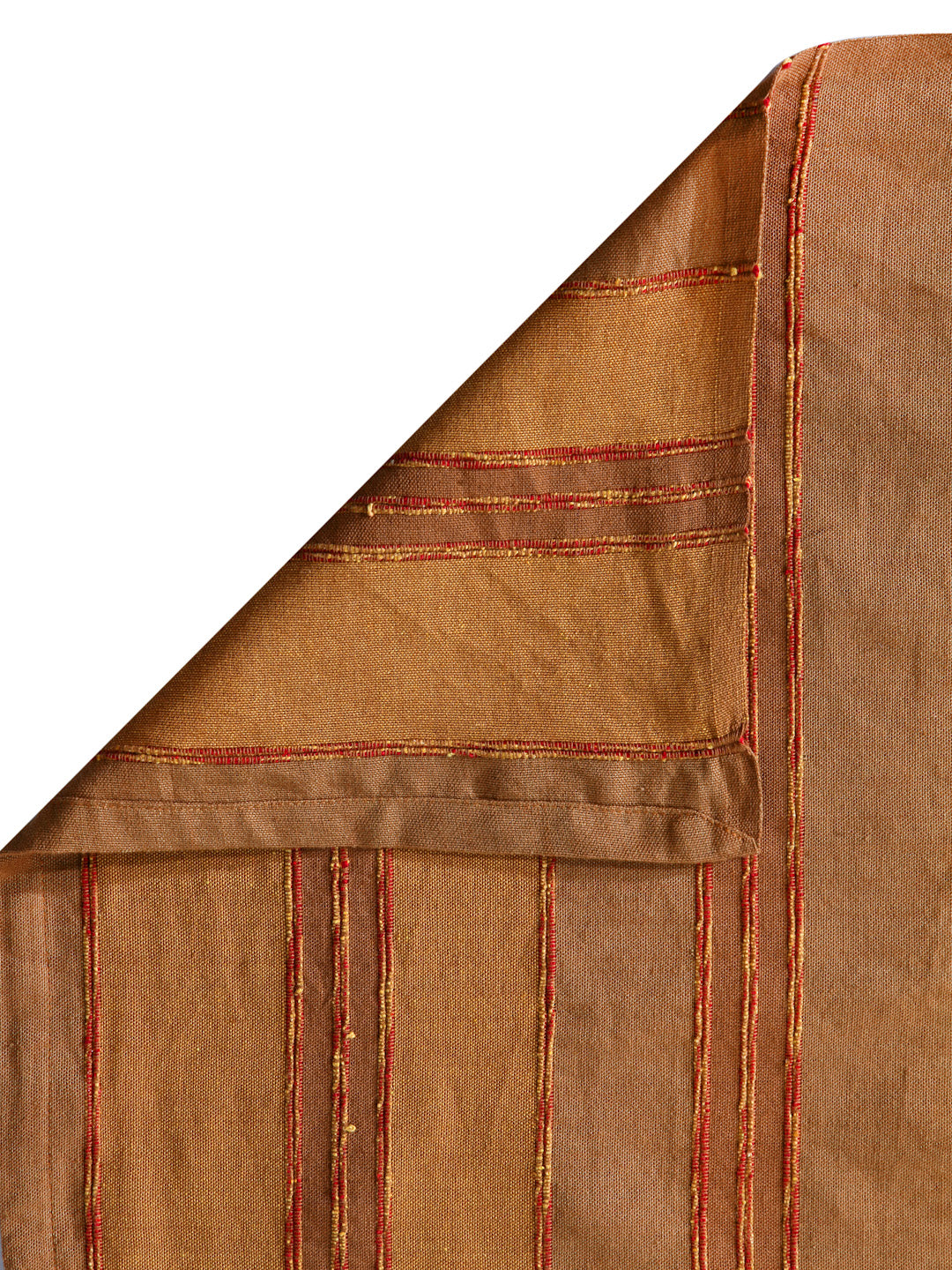 Arrabi Brown Stripes Handwoven Cotton King Size Bedsheet with 2 Pillow Covers (260 X 250 cm)