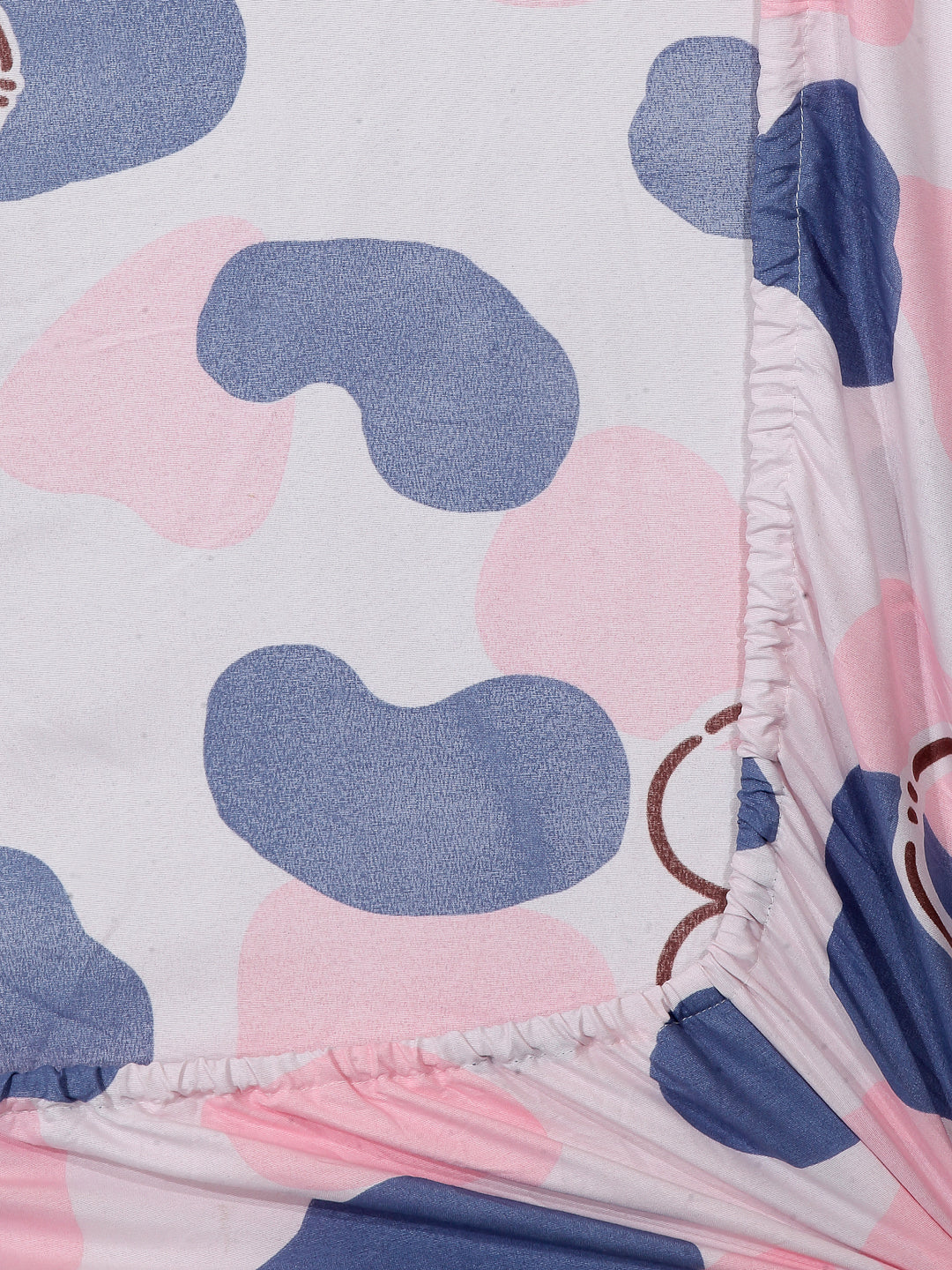 Arrabi Pink Floral TC Cotton Blend Single Size Fitted Bedsheet with 1 Pillow Cover (220 X 150 cm)