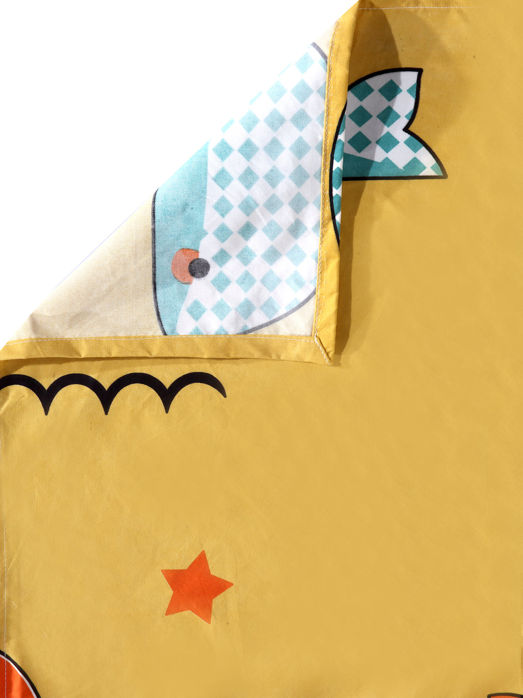 Arrabi Yellow Cartoon TC Cotton Blend Double Size Bedsheet with 2 Pillow Cover