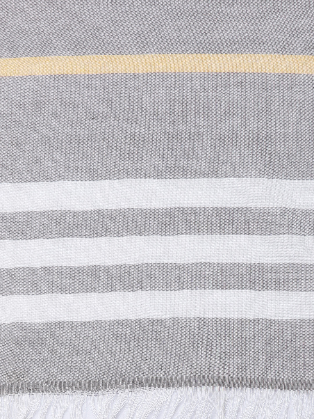 Arrabi Grey Stripes Handwoven Cotton Full Size Stole (185 x 85 cm)
