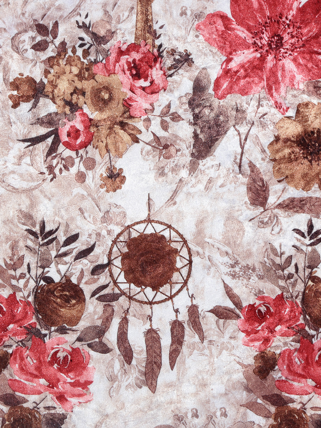 Arrabi Pink Floral TC Chenille Cotton Blend Cushion Covers (Pack of 5) (40 x 40 cm)