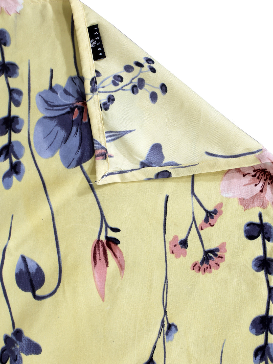 Arrabi Yellow Floral TC Cotton Blend Super King Size Bedsheet with 2 Pillow Covers (270 X 260 cm)