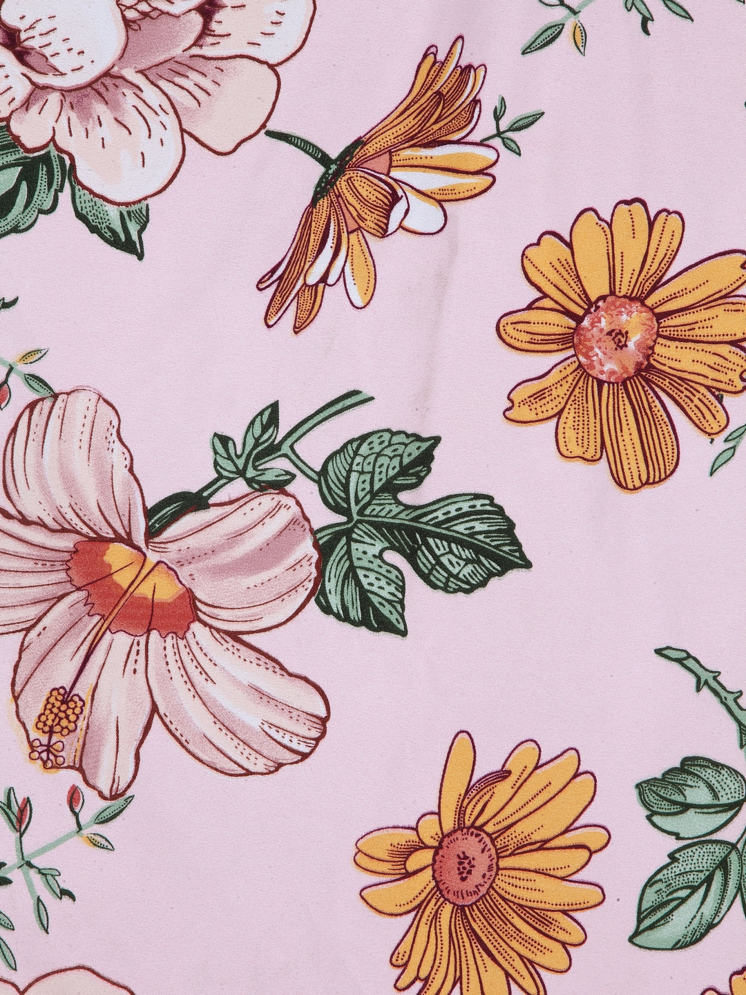 Arrabi Pink Floral TC Cotton Blend Double Size Bedsheet with 2 Pillow Covers (250 X 220 Cm)