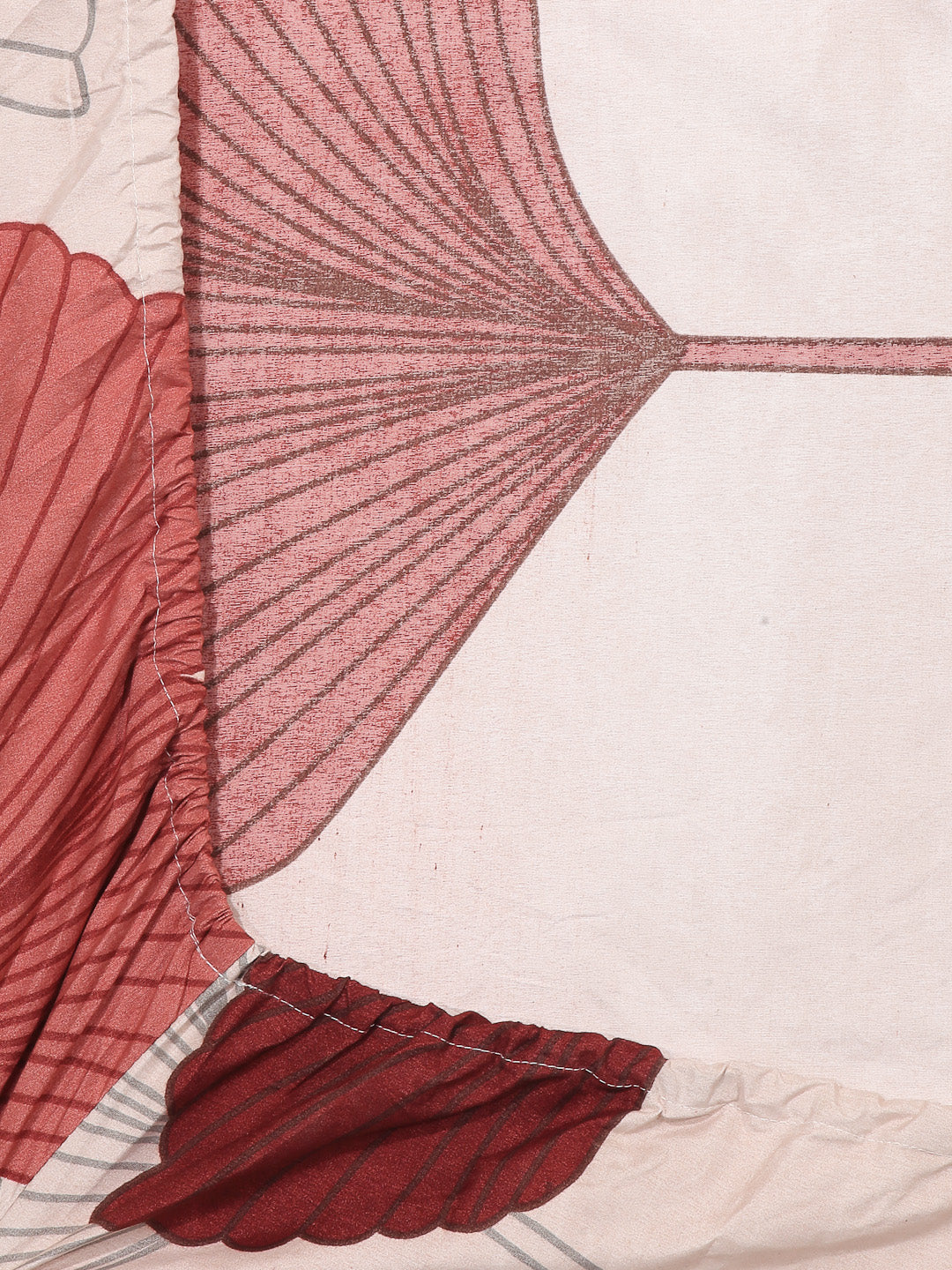 Arrabi Brown Floral TC Cotton Blend King Size Fitted Bedsheet with 2 Pillow Covers (250 X 215 Cm )