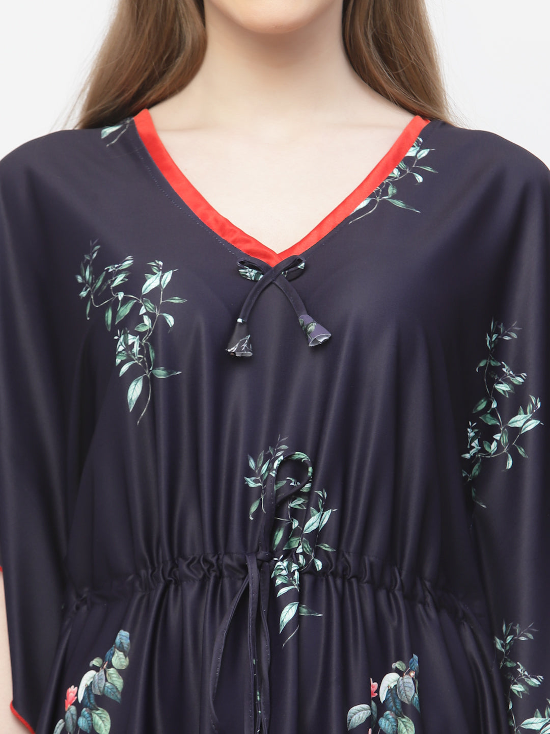 Arrabi Women Blue Floral Kaftan Dress