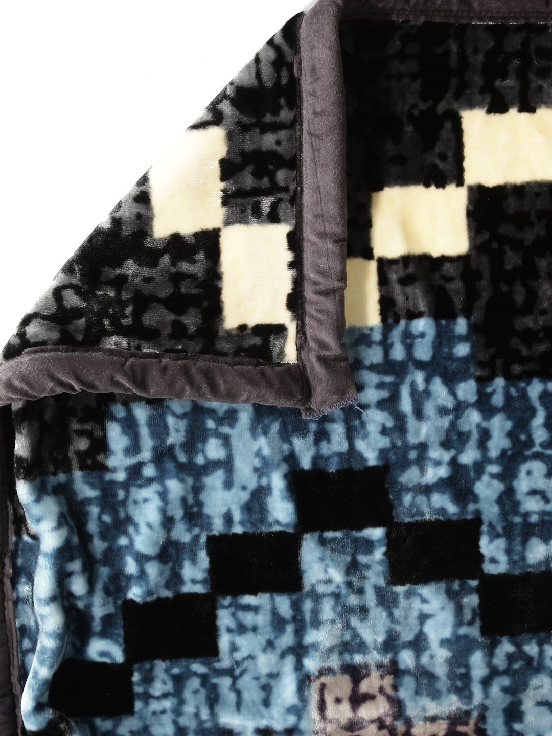 Arrabi Blue Abstract Wool Blend 950 GSM Full Size Double Bed Blanket (240 X 200 cm)