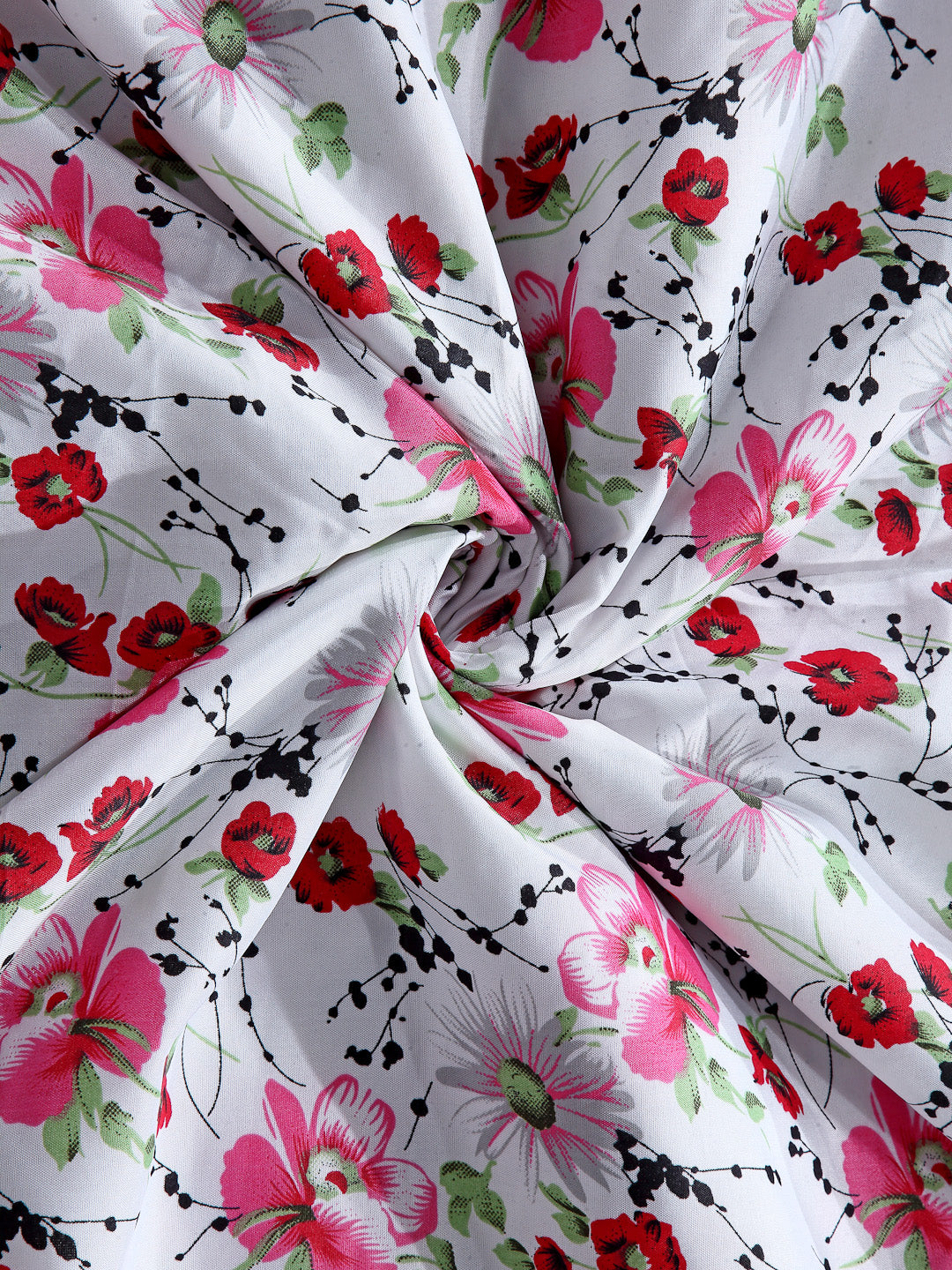 Arrabi Red Floral TC Cotton Blend 300 GSM Full Size Single Dohar (220 x 140 cm)