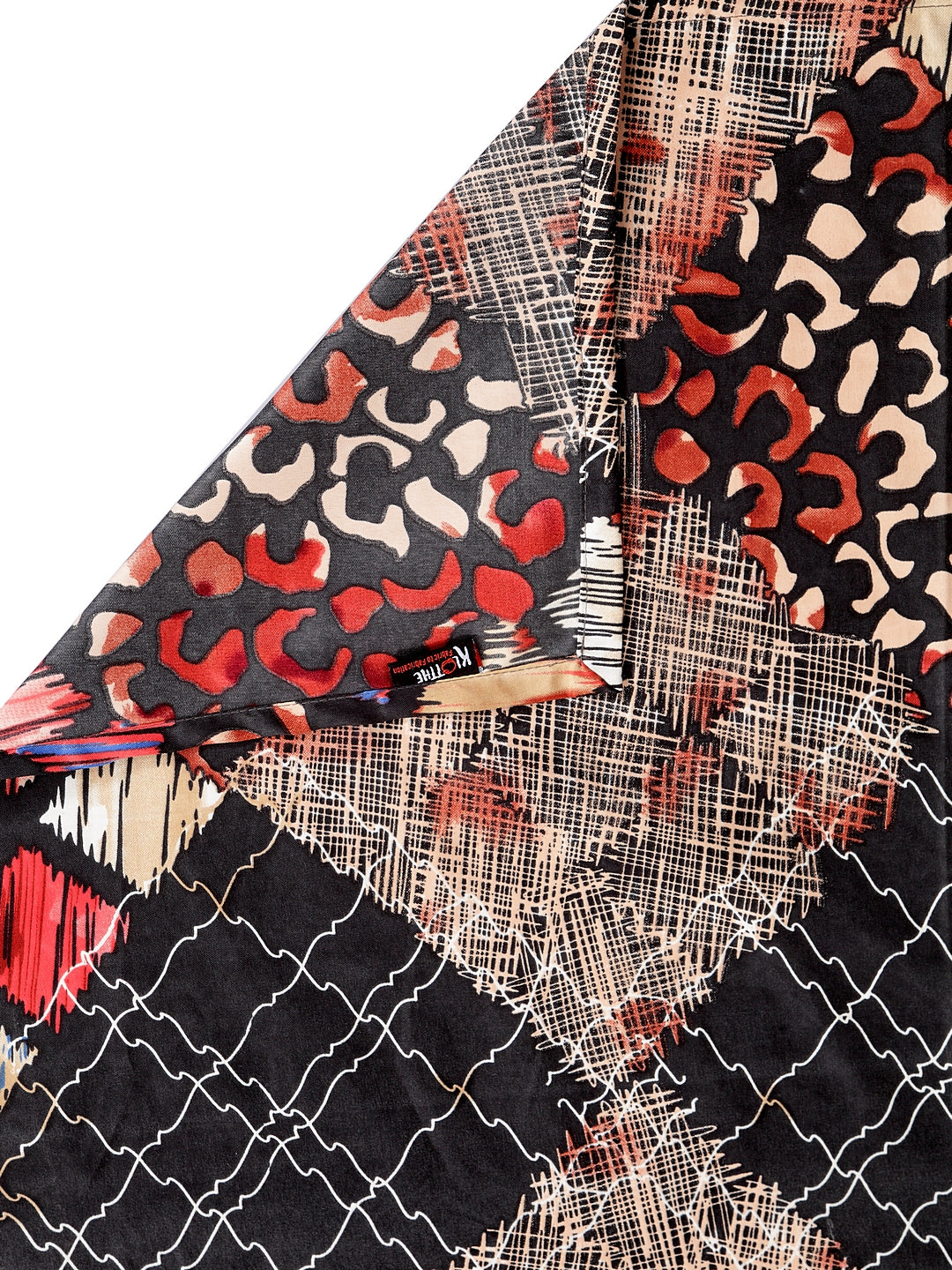 Arrabi Multi Geometric TC Cotton Blend Single Size Bedsheet with 1 Pillow Cover (220 X 150 cm)