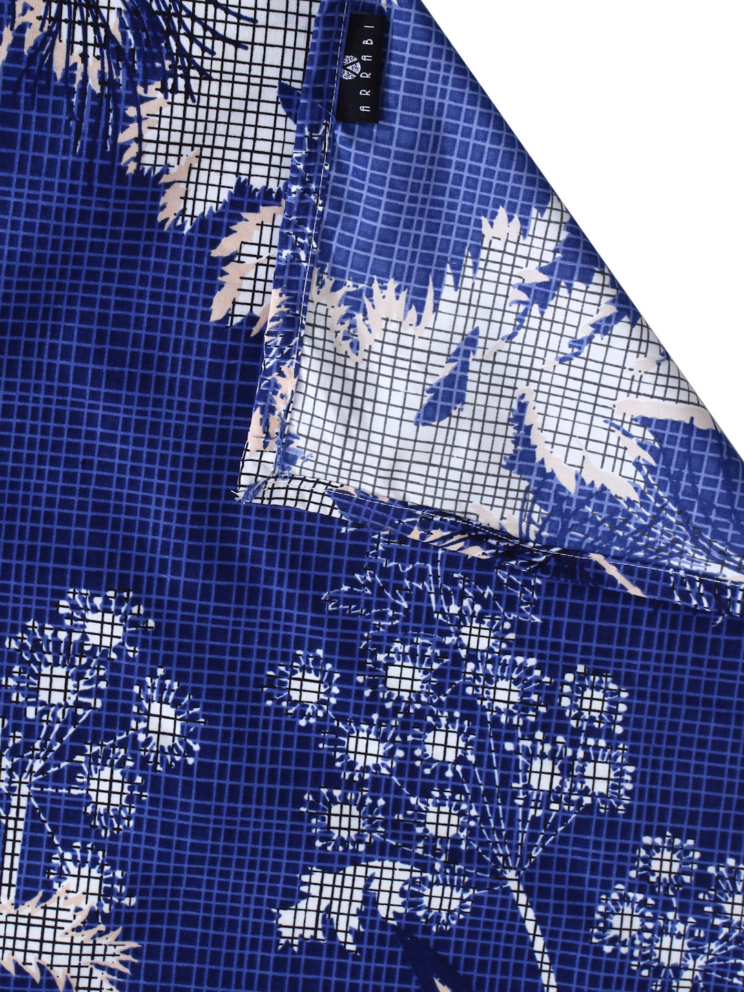 Arrabi Blue Leaf TC Cotton Blend King Size Bedsheet with 2 Pillow Covers (250 X 215 cm)