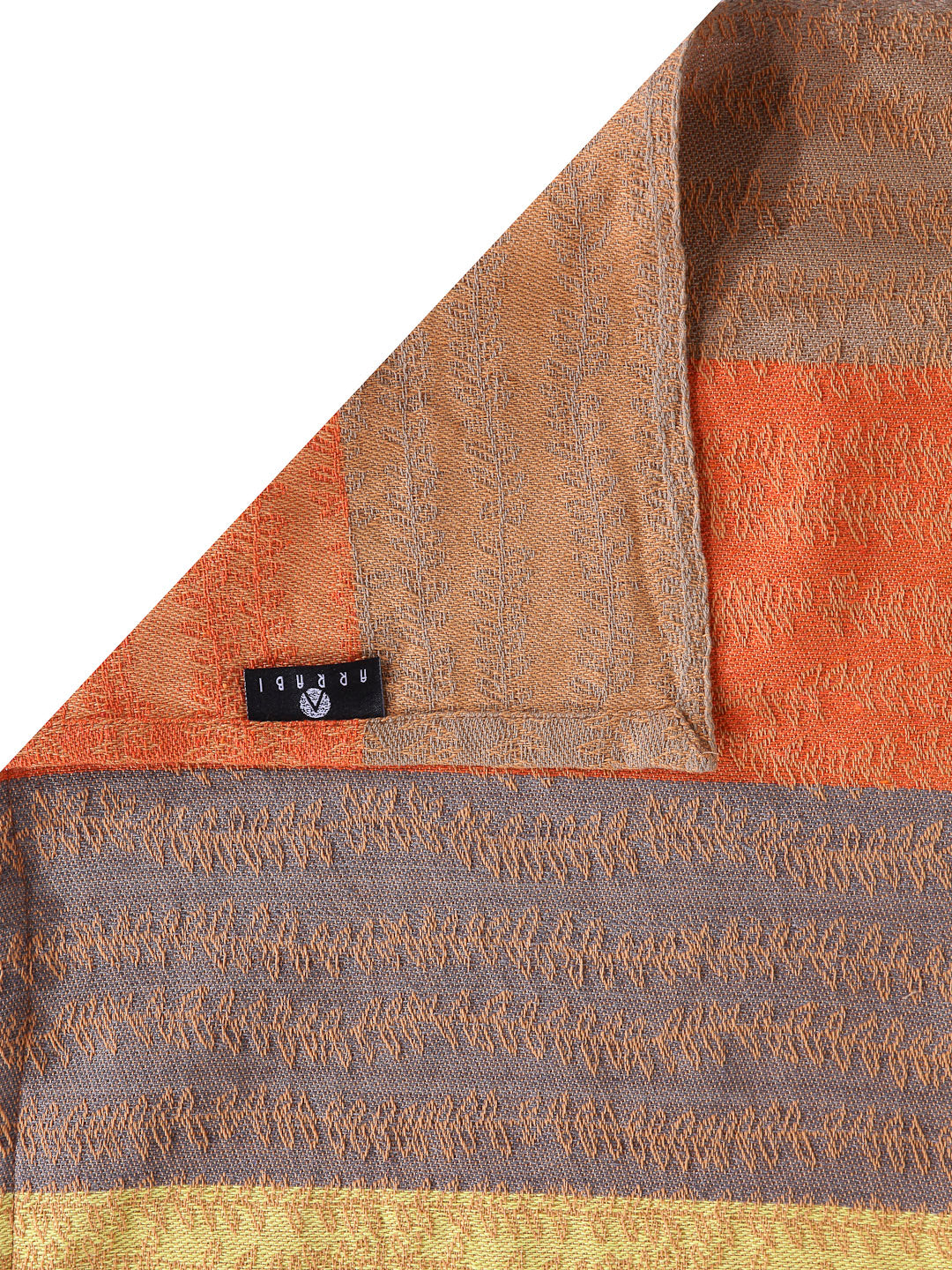 Arrabi Multi Stripes Handwoven Cotton King Size Bedsheet with 2 Pillow Covers (260 X 230 cm)
