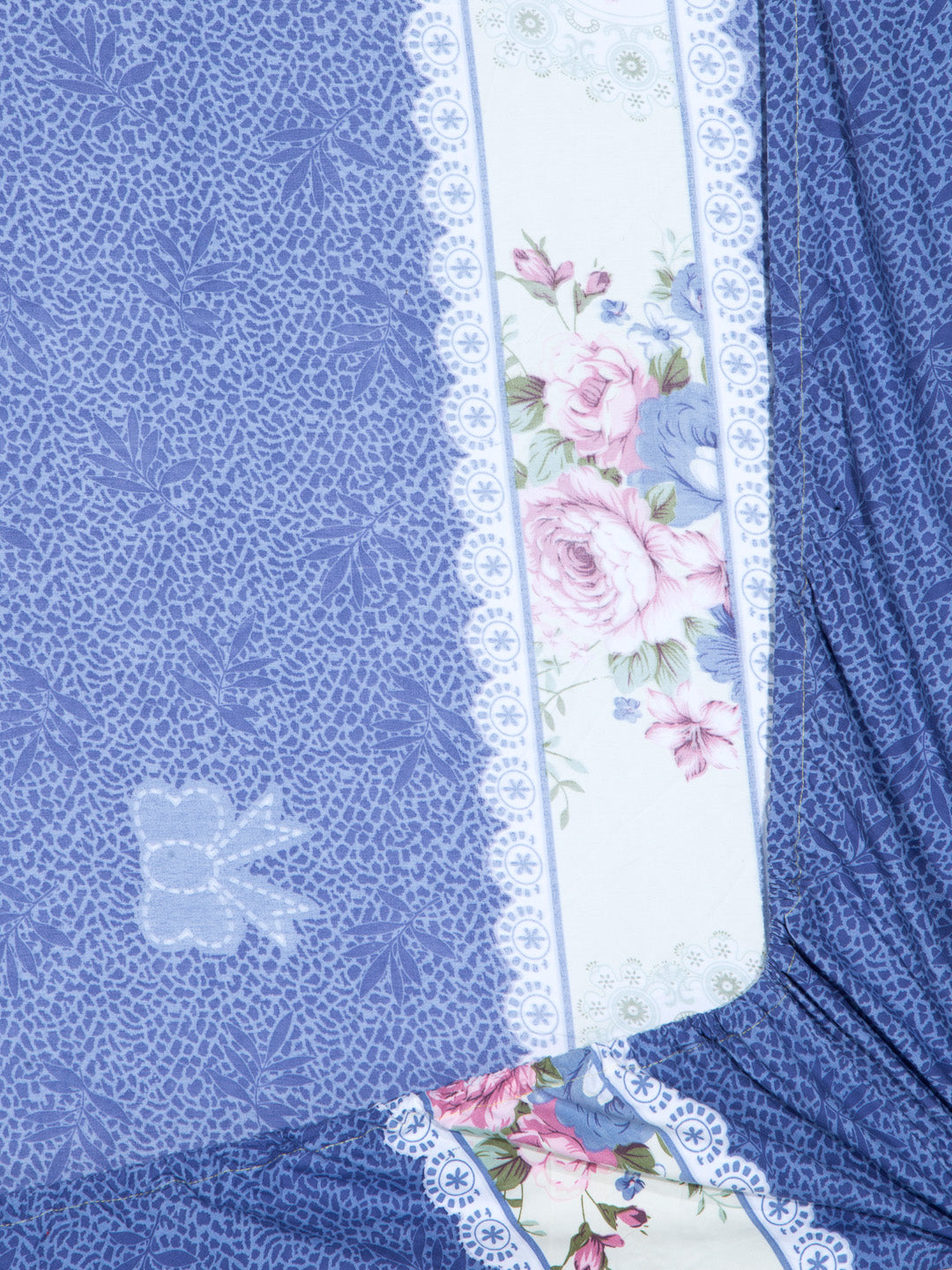Arrabi Multi Floral TC Cotton Blend Single Size Fitted Bedsheet with 1 Pillow Cover (220 X 150 cm)