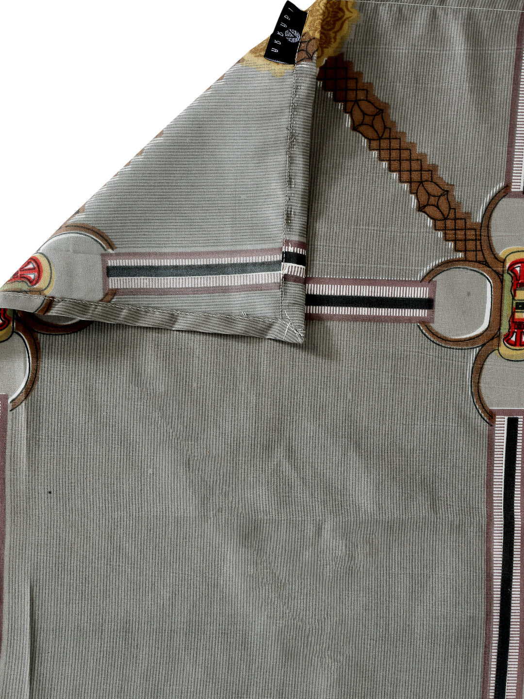 Arrabi Grey Geometric TC Polycotton 6 Seater Table Cover (180 x 130 cm)