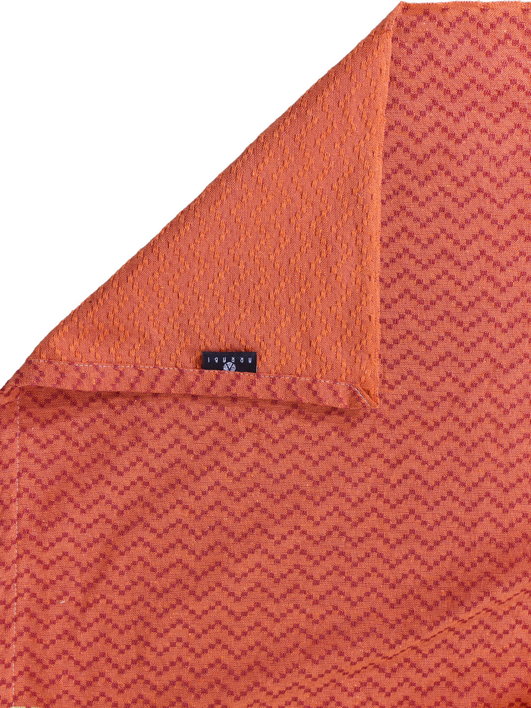 Arrabi Red Stripes Handwoven Cotton Single Size Bedsheet with 1 Pillow Cover ( 225 X 150 cm)