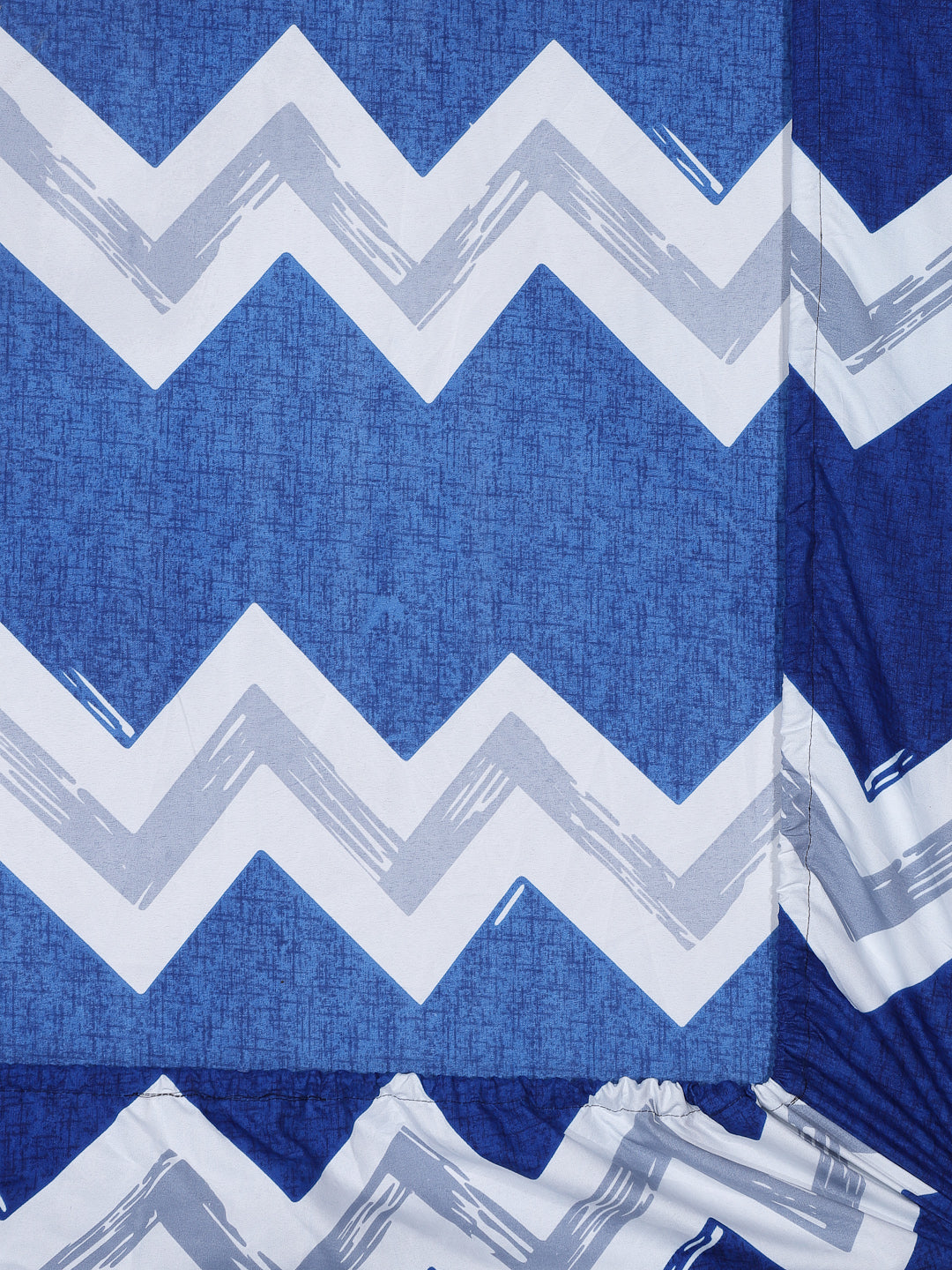 Arrabi Blue Graphic TC Cotton Blend Single Size Fitted Bedsheet with 1 Pillow Cover (220 X 150 cm)