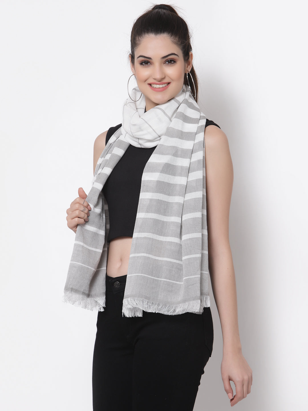 Arrabi Multi Solid Handwoven Cotton Full Size 2 Stoles (Pack of 2) (185 x 85 cm)